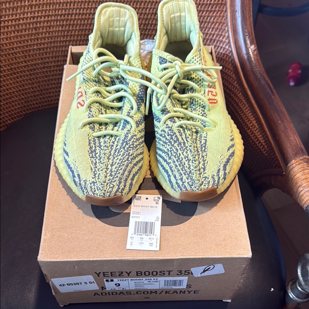 Adidas Yellow and Gray Sneakers with Knit Texture